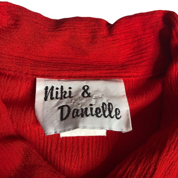 Vintage Niki & Danielle Top Womens 16 Red Rock N Roll Embroidered Pocket Gauze - Picture 3 of 16